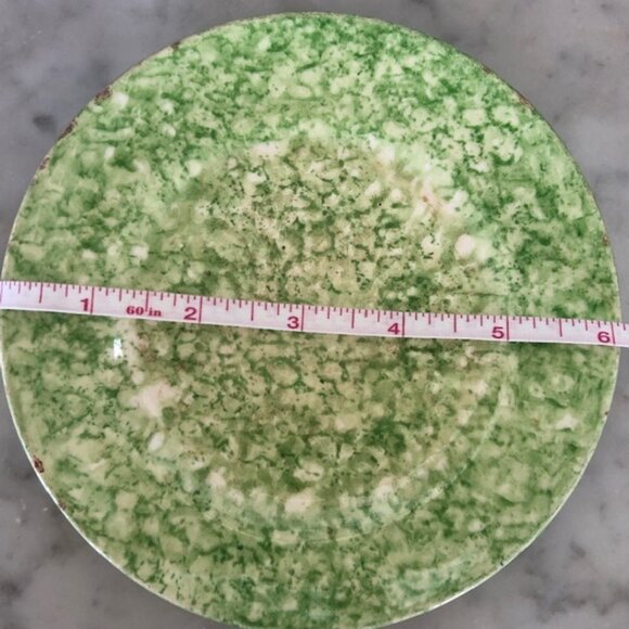 TIFFANY & CO STANGL Spongeware Hand Painted Green Caughley Plate Green  … - Picture 14 of 14